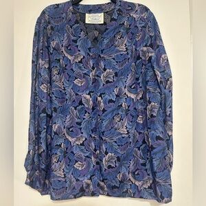 VTG Pendleton Country Sophisticates Peasant Blouse in Blue and Lavender Sz 16W